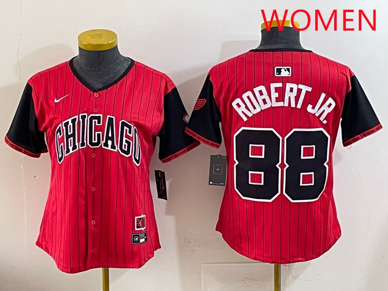 Women 2025 Chicago White Sox #88 Robert jr Red Joint Name Nike MLB Jersey style 1